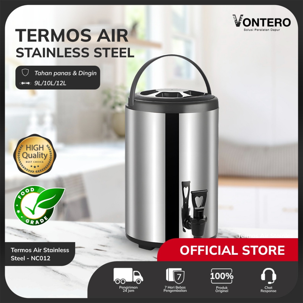 Vontero Termos Air Panas Stainless Besar Jumbo Tahan Panas Untuk Kopi Teh Praktis Premium | NC012