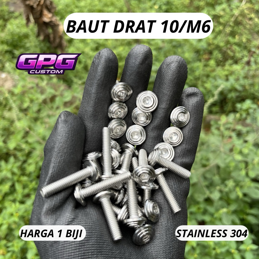 Baut L stainless Baut payung Umbella Baut 10 Drat M6 Model spiral