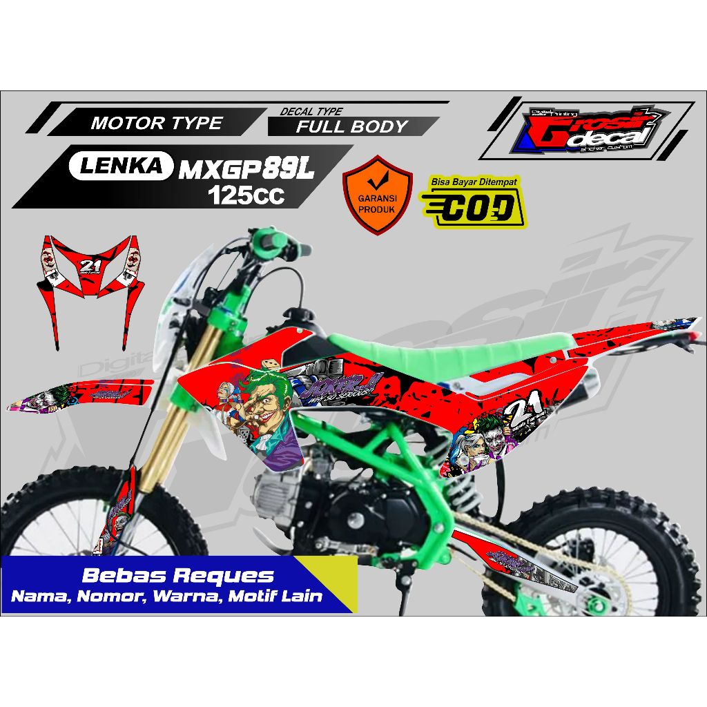 Decal Stiker Sticker Trail Mini LENKA 125cc 89L Merah Free Custom