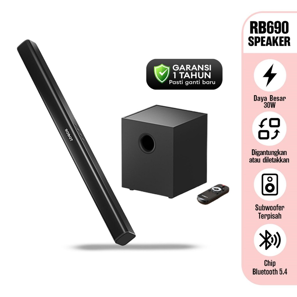 SPEAKER ROBOT RB690 / ROBOT RB690 Subwoofer Home Theater 30W Soundbar Speaker Bluetooth 5.4 TV