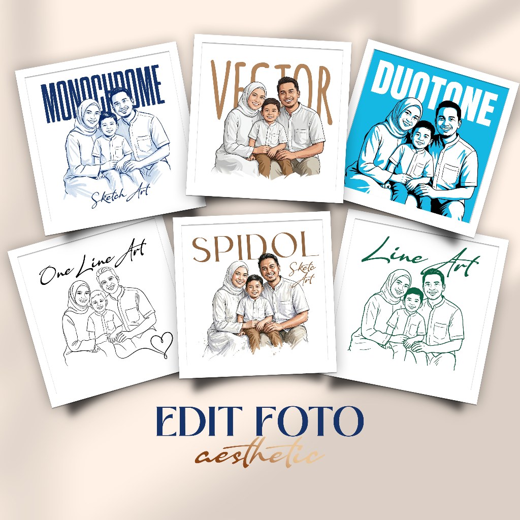 ( 1 Hari Jadi ) Jasa Edit Foto Sketsa Wajah Scribble Art Line Art Estetik Minimalis HD Softfile Kado