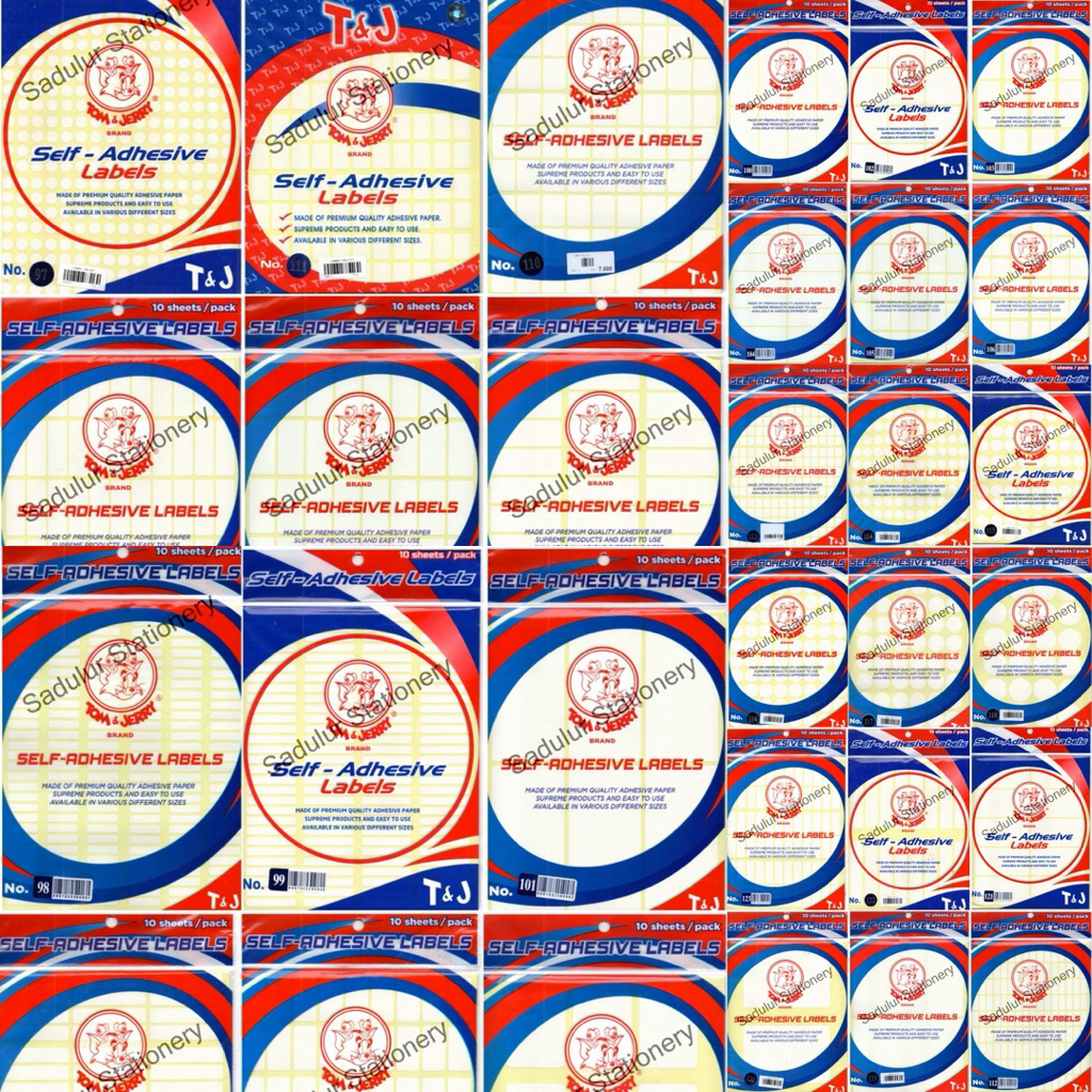 1 Pack isi 10 Lembar Label Tom & Jerry Sticker Tom and Jerry label tempel tnj putih 97 98 99 100 101