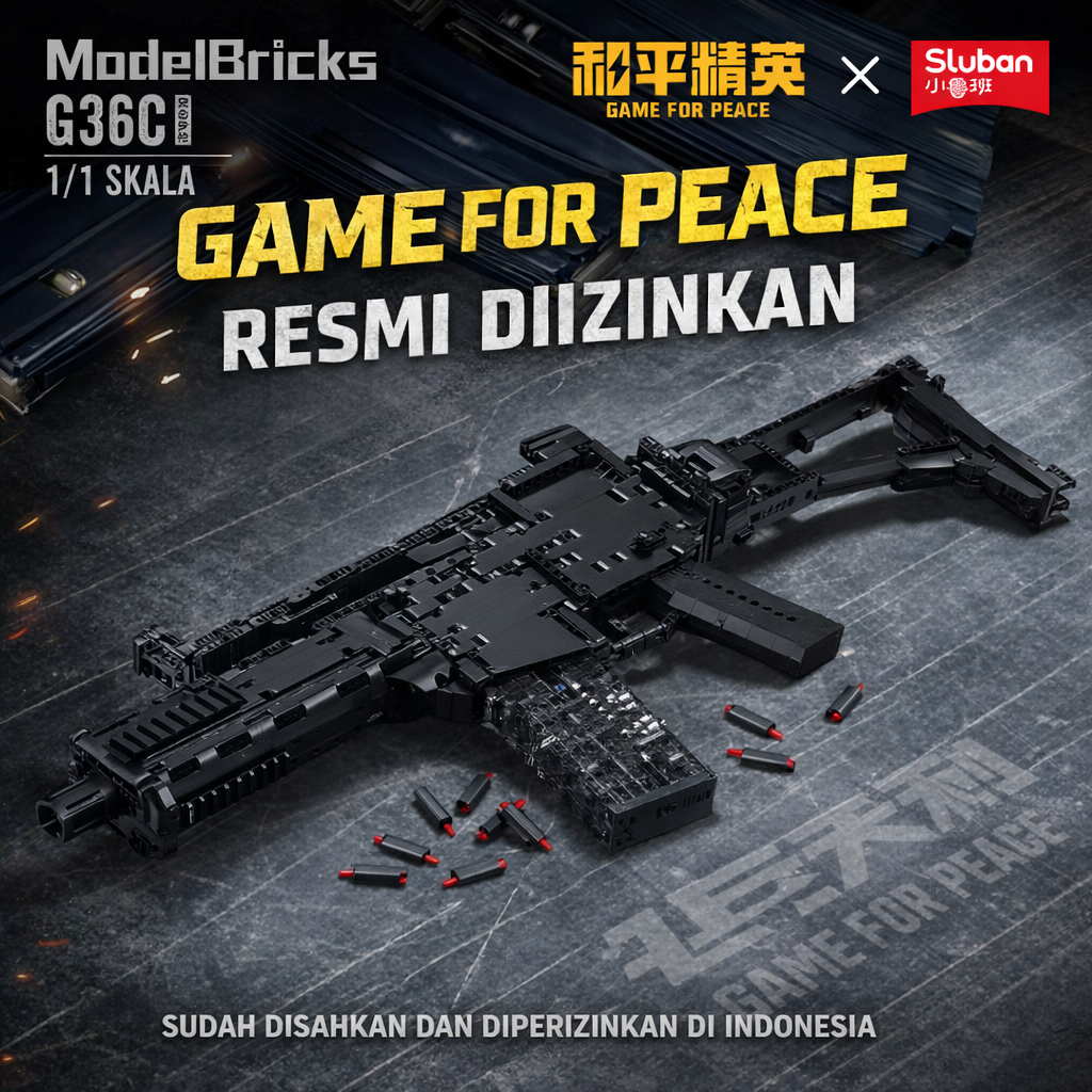 Sluban G36C Model Brick Tactical Blaster Style Balok Rakit Koleksi Edukasi M38-B1355