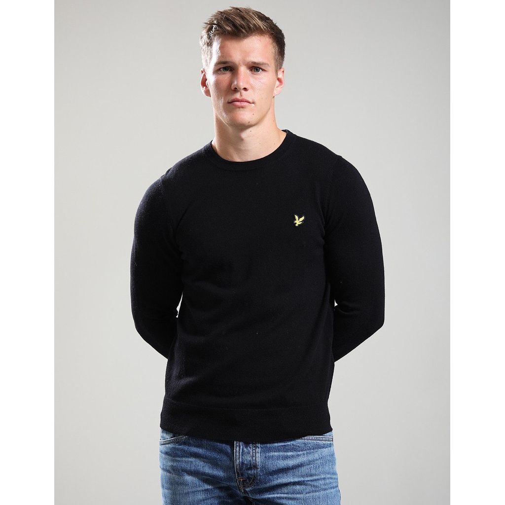 Lyle And Scott Crewneck Jumper Merino Sweatshirt In Black