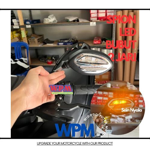 Spion LED Bubut 2 Jari KT Style Plus Sein Runing Nyala Original PNP Vario Beat Scoopy Universal Hond