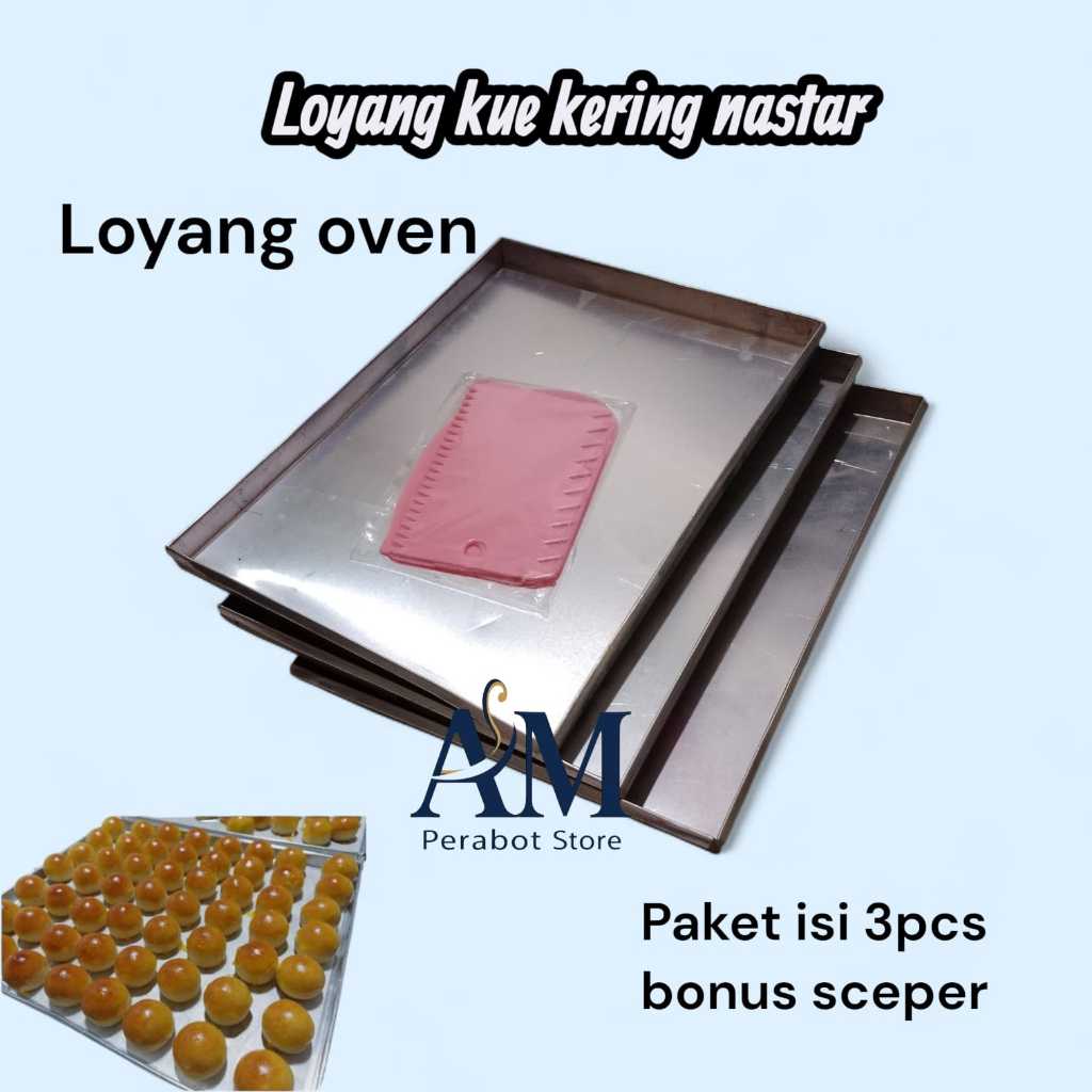 LOYANG NASTAR KUE KERING/LOYANG OVEN ISI 3 PCS UKURAN 26X20CM BONUS SCEPER