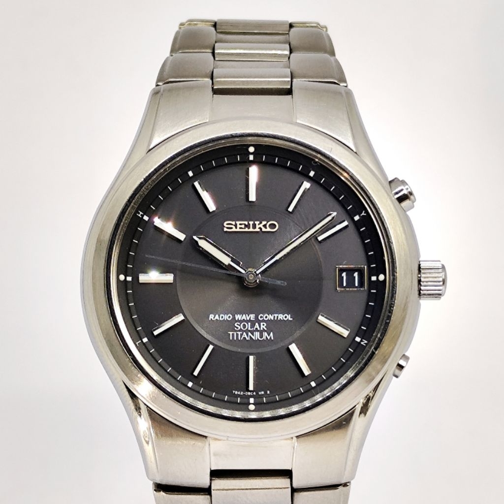 Jam Tangan Seiko RWC Black Dial Titanium Solar JDM Second Original