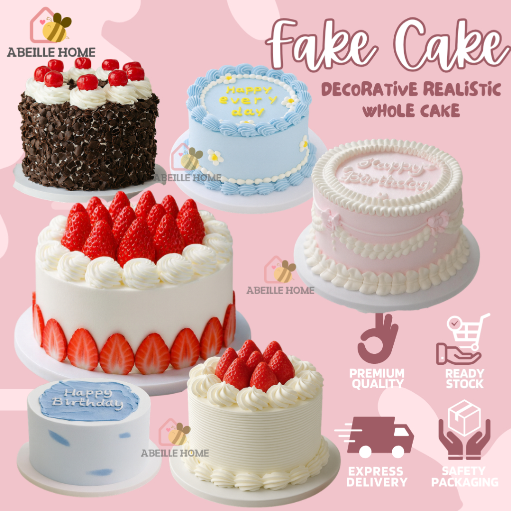 KUE ULANG TAHUN PALSU DEKORASI PROPERTI FOTO FAKE CAKE DECORATIVE DECORATION REALISTIC WHOLE CAKE