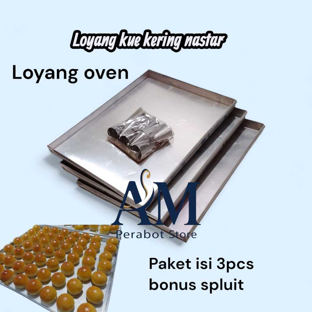 LOYANG NASTAR /LOYANG KUE KERING/LOYANG OVEN UKURAN 26X20CM ISI 3 PCS BONUS SPLUIT