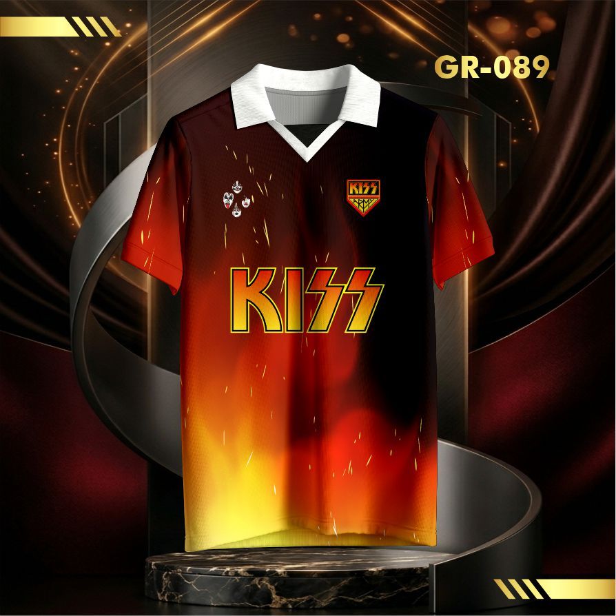 Jersey Fans KISS Army Vintage V-Neck Unisex – Kaos Flame Streetwear Full Print GR-089