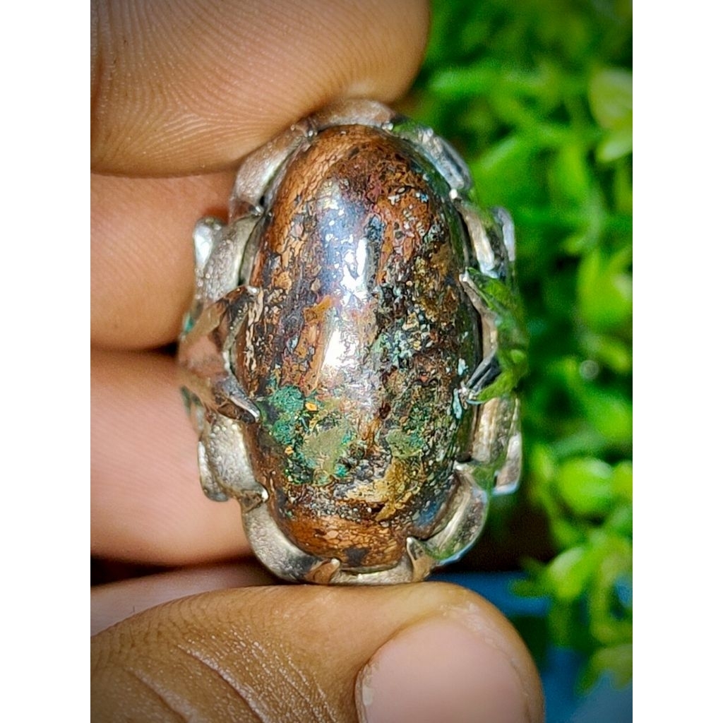 cincin batu akik damar Wulan badar mas lengket magnet 02