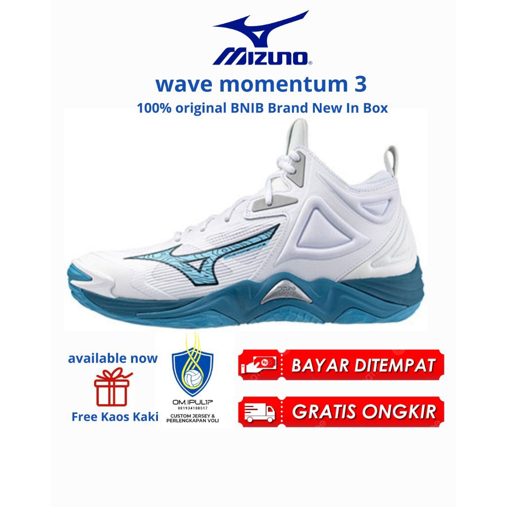 NEW COD FREE ONGKIR sepatu olahraga voli original mizuno wave momentum 3 mid diskon