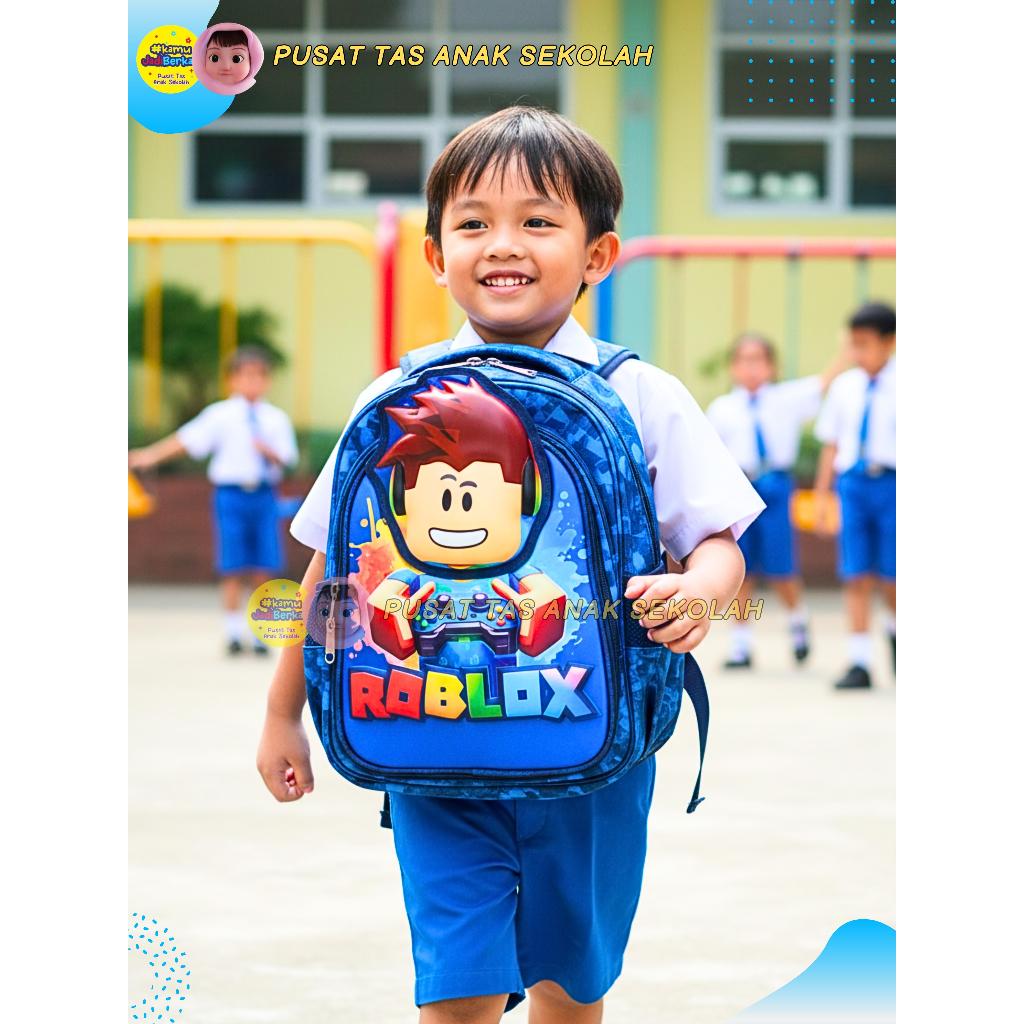 PUSAT - Tas Roblox Anak SD Laki Hologram- Tas Terbaru Anak Sekolah - Tas Anak Laki Laki - Tas Anti A