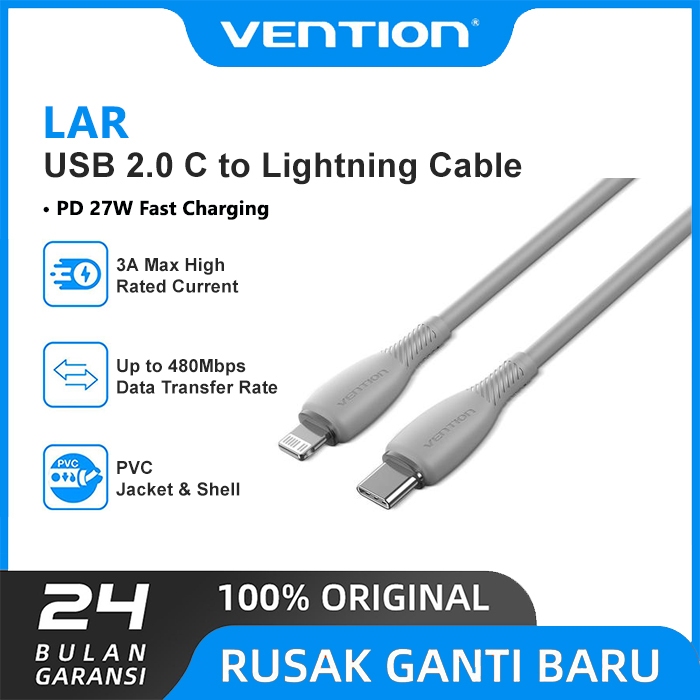 Vention Kabel Data Charger Type C to Lightning Flexible PVC Fast Charging PD iPhone