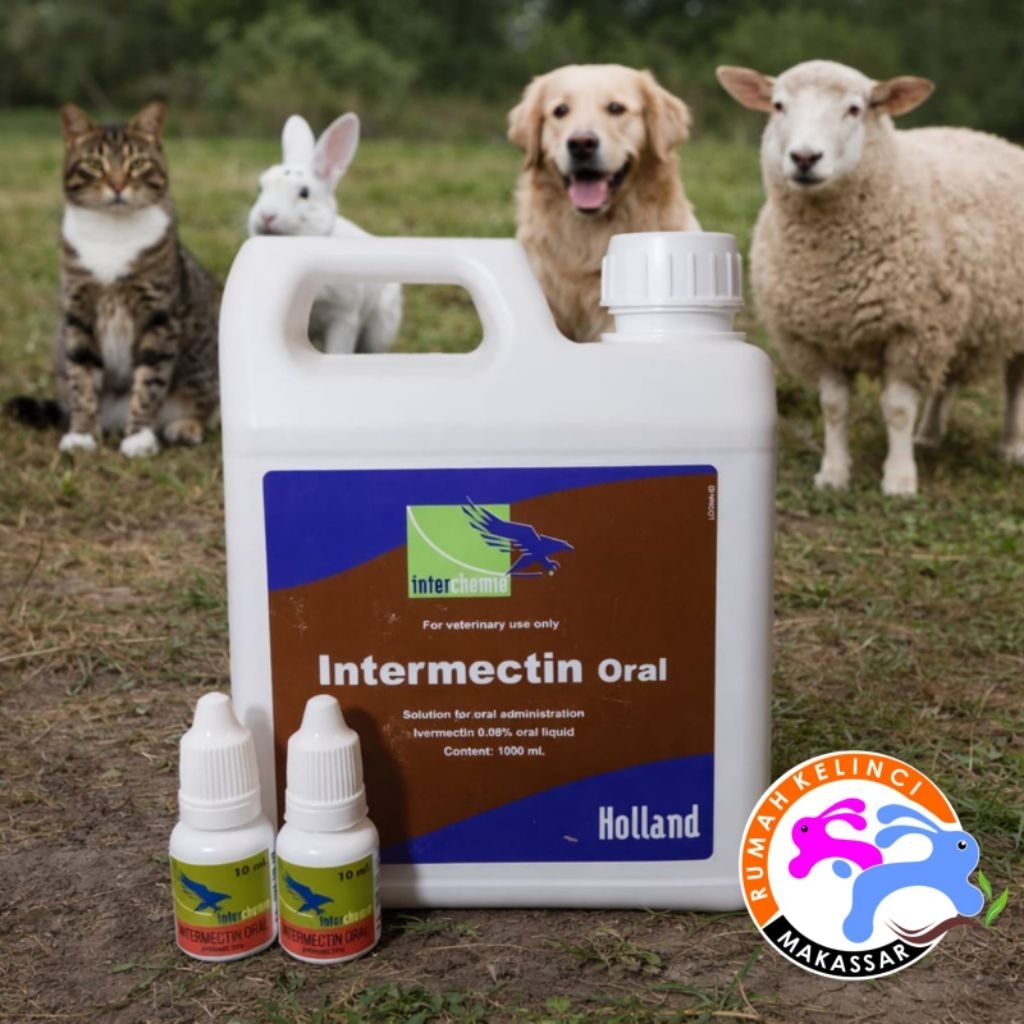 INTERMECTIN Oral Obat Scabies Kutu Parasit Cacing Kelinci Kucing Anjing Kepromec