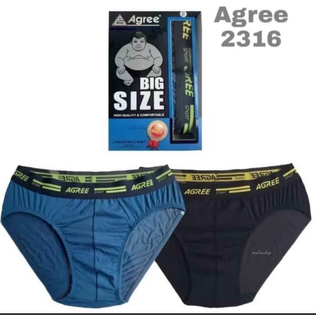 2 Pcs Celana Dalam Boxer Pria Agree Sport Big Size XXL 3L 4L 5L Jumbo