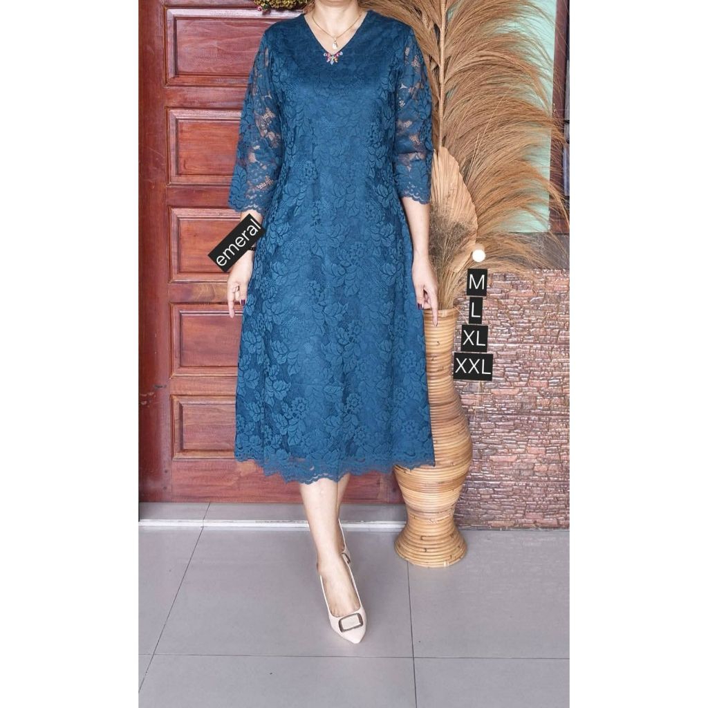 Dress Wanita Brokat Kartini Model Baby Doll - Adem, Nyaman, Elegan