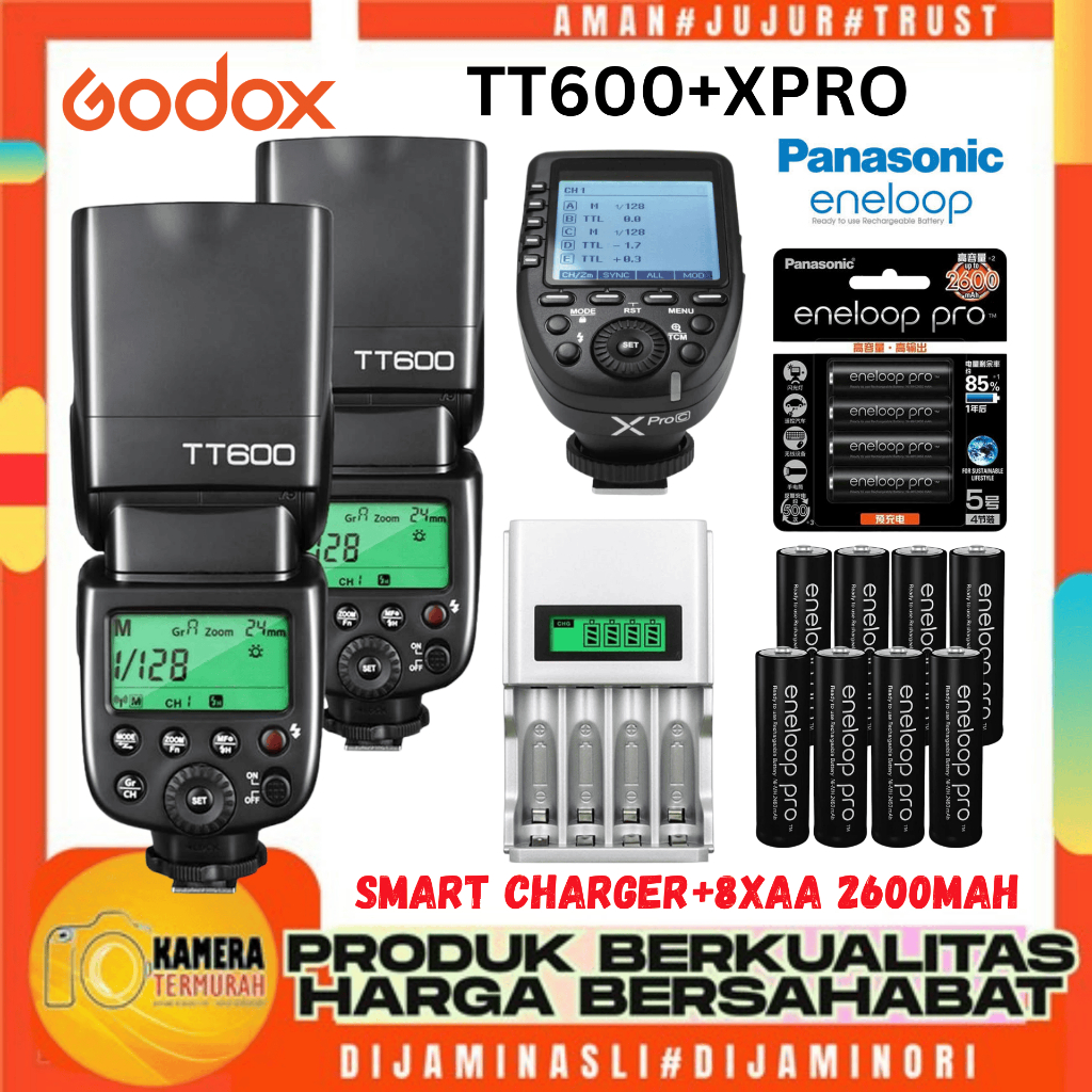 Paket Speddlite Flash Godox TT600 TT 600 tt600 plus Trigger Godox Xpro Canon Nikon Sony Fujifilm