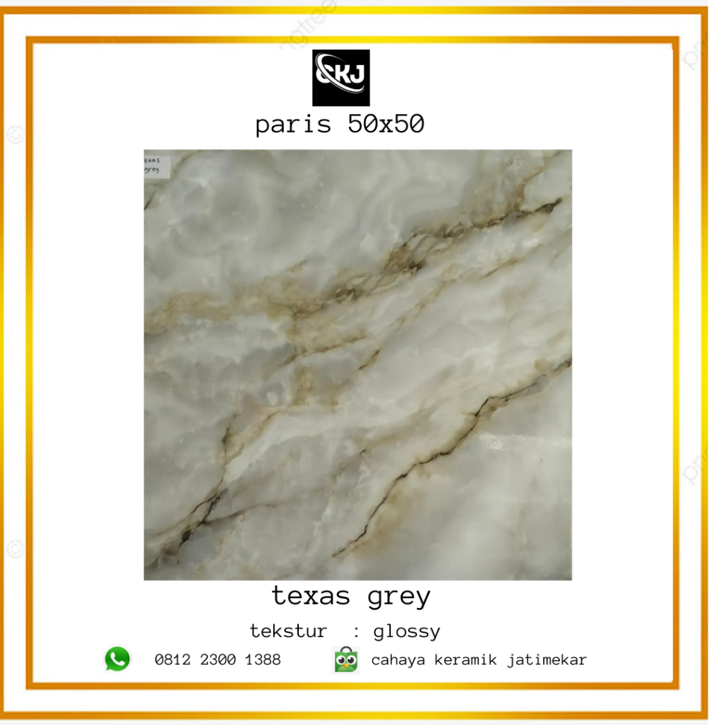 KERAMIK LANTAI PARIS 50X50 TEXAS GREY MOTIF MARMER SERAT AWAN ABU TEKSTUR GLOSSY