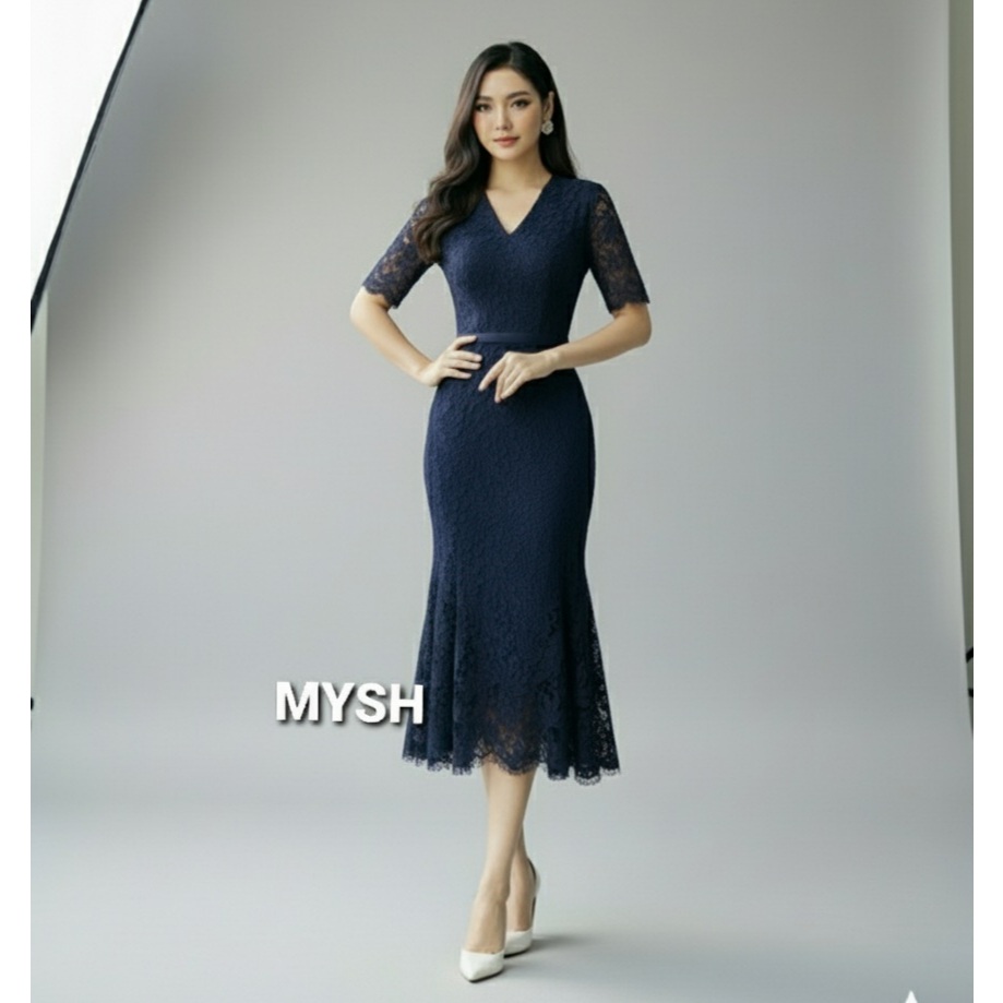 Dress Pesta Duyung Lengan Pendek | Kebaya Dress Brokat Duyung Modern | Dress Pesta Natal Terbaru Sim