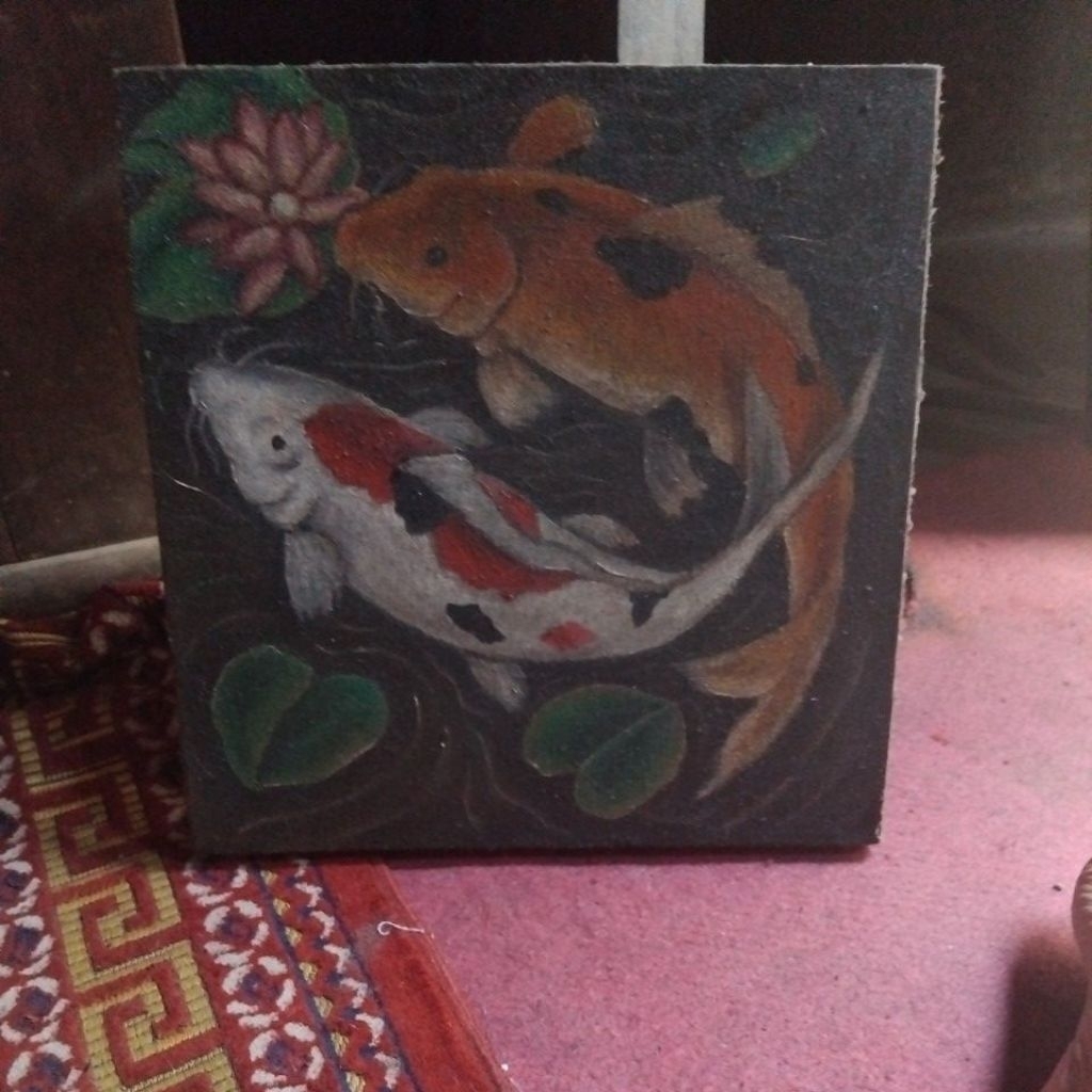 lukisan dinding ikan koi
