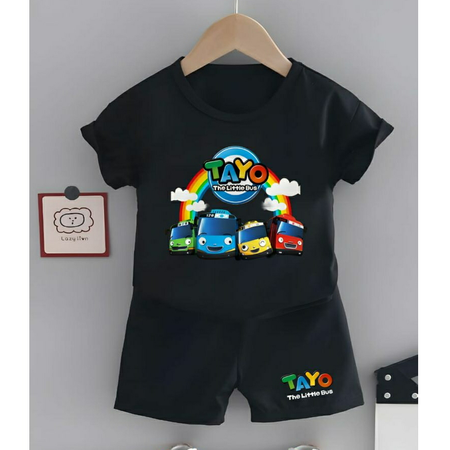 Setelan Anak Cowok Cewek Spesial kartun Tayo Rainbow Cod