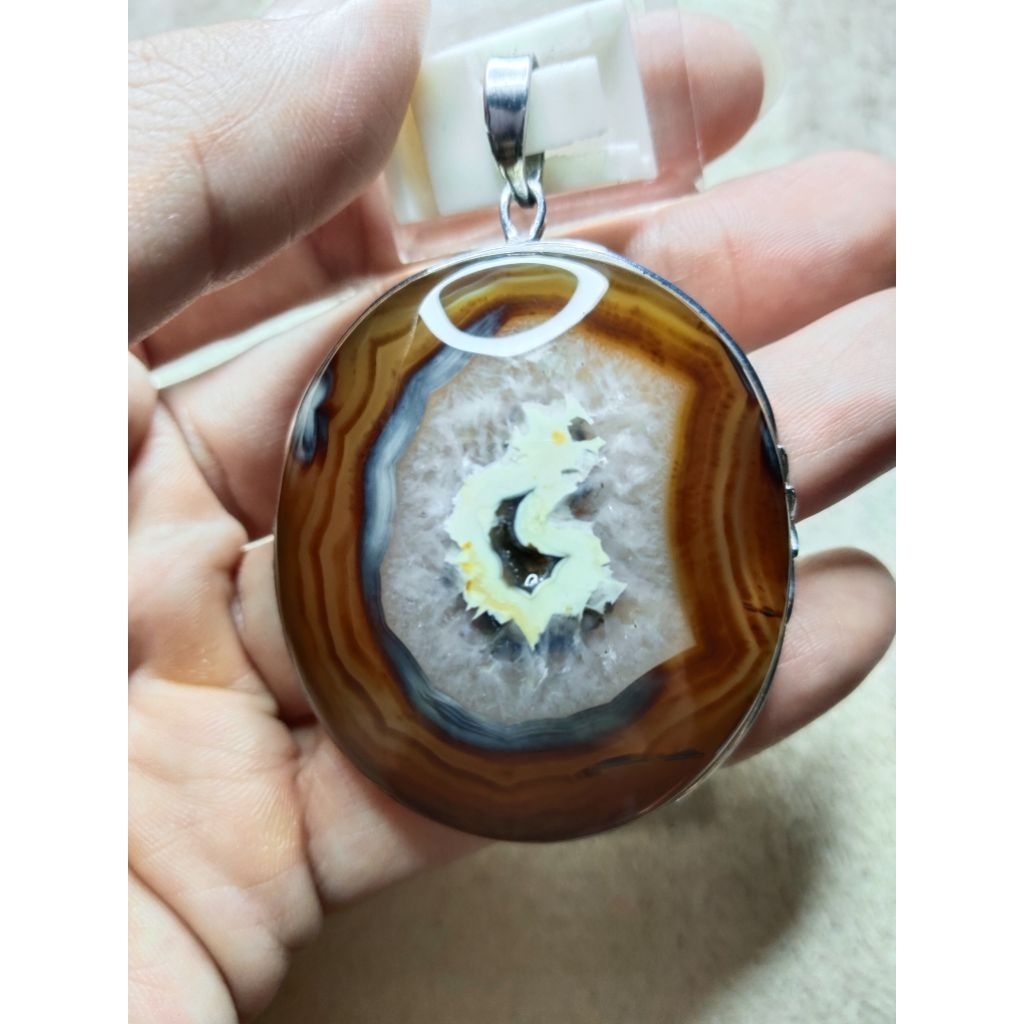 LIONTIN BATU AKIK SULAIMAN MOTIF KANTONG SEMAR