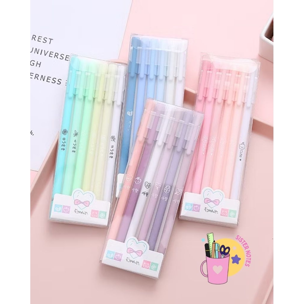 SISTER NOTES - Pulpen Gel Warna Pastel / Pulpen Gel 1 Set / Pulpen Gel Lucu / Pulpen Gel Color