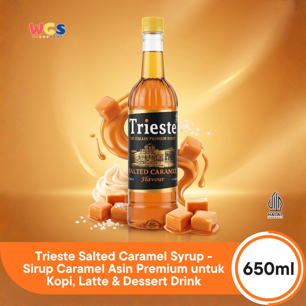 Trieste Salted Caramel Syrup 650ml - Sirup Caramel Asin Premium untuk Kopi, Latte & Dessert Drink