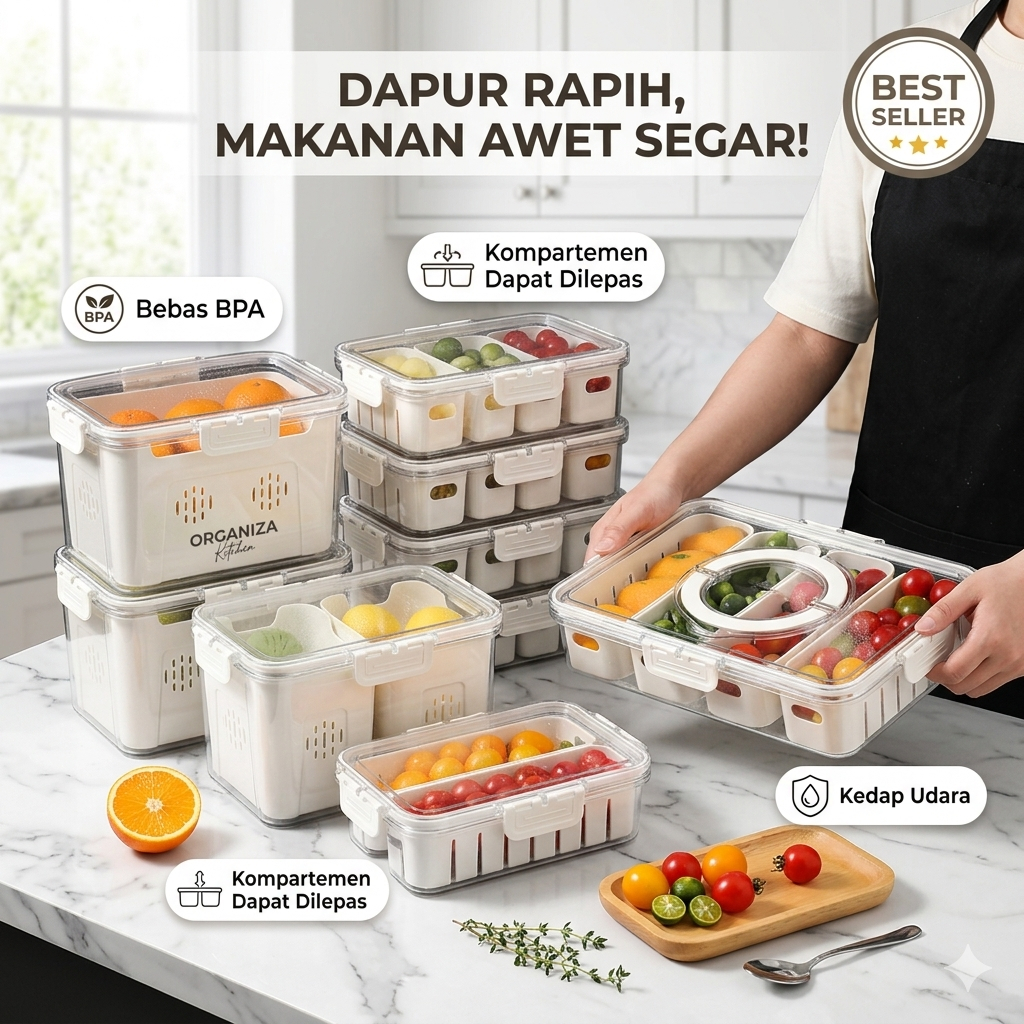 Food Container Kulkas Saringan 1 Set Wadah Sayur Buah Kotak Penyimpanan Kulkas Food Preparation Cont