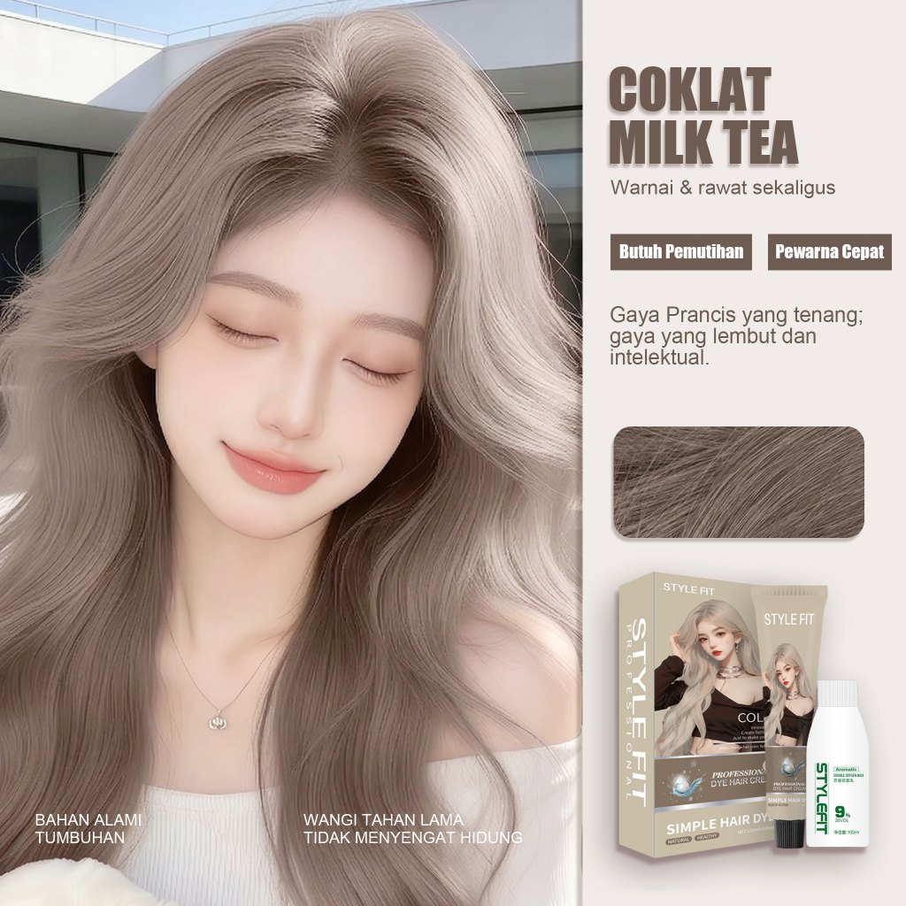 [hit baru 2026] STYLE FIT cat rambut*200ml pewarna rambut pria dan wanita,Pewarna rambut herbal,Tida