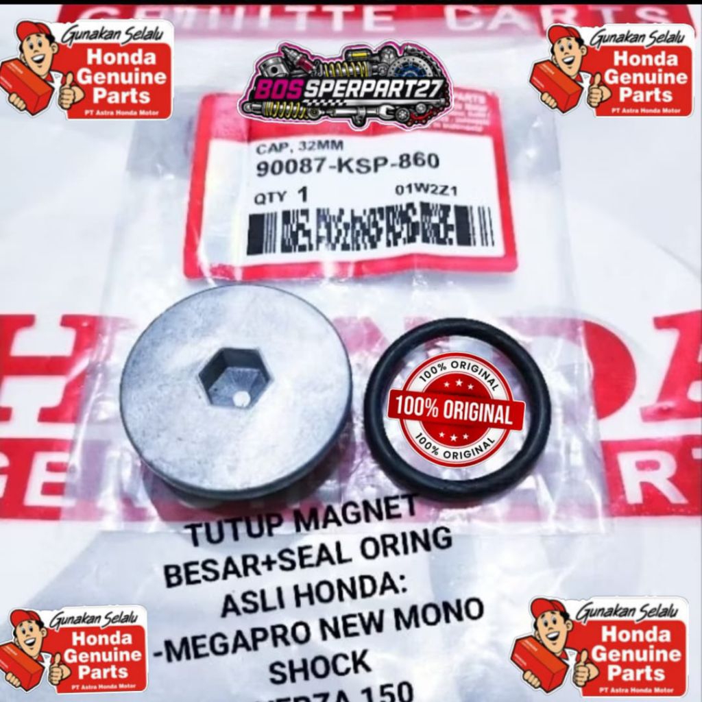 TUTUP MAGNET + SEAL ORING HONDA MEGAPRO NEW MONO SHOCK 32MM ORIGINAL HONDA