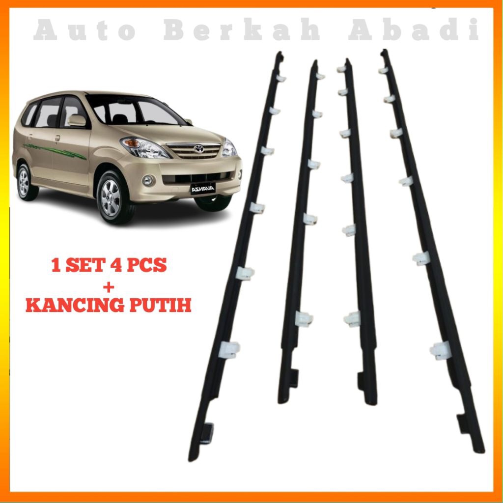 pelipit avanza vvti/xenia 1set 4 pcs + kancing putih (list kaca avanza/xenia lama) original