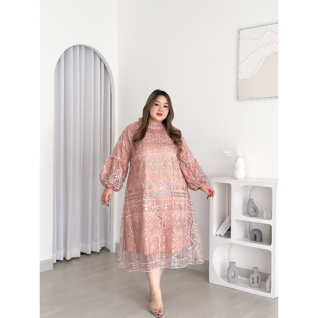Xtramiles - Luenne Dress Vol 3 Brokat XL - 4XL Big Size Jumbo | Dress Kondangan Brokat Premium LD 14
