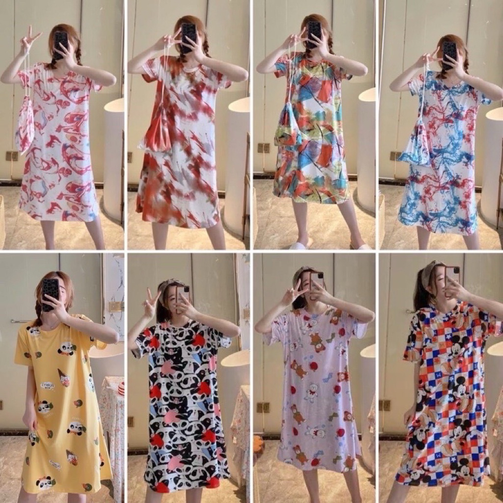FELORA baju tidur wanita daster korea motif lucu import premium