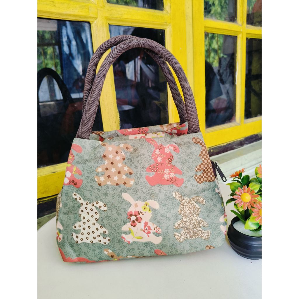 HANDBAG KATUN KANVAS, TAS LUCU, TAS HANDBAG