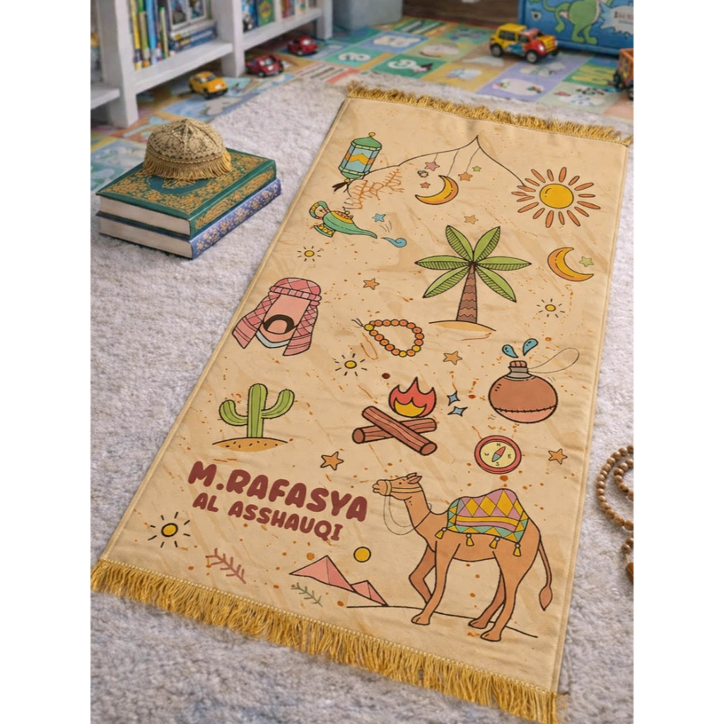 Sajadah Custom Nama Sajadah Karakter Anak motif laki-laki dan perempuan