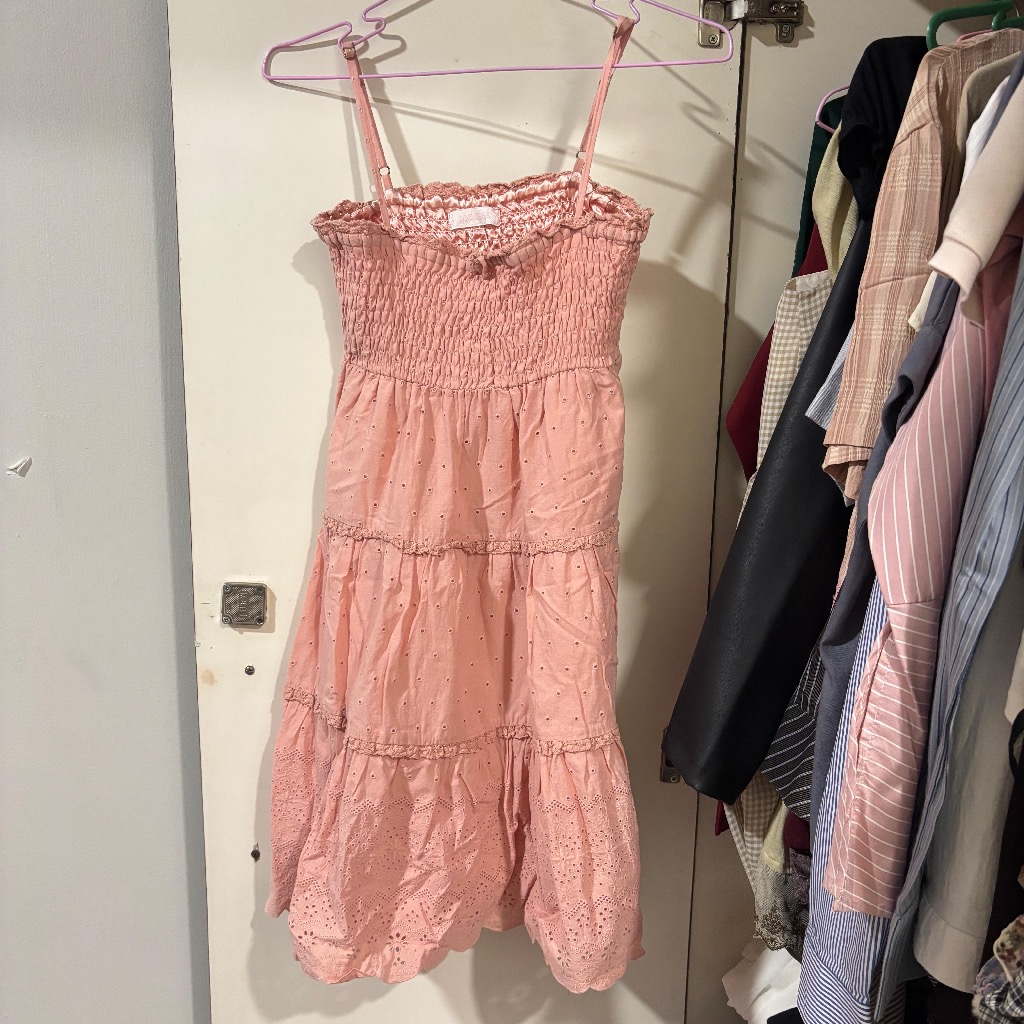 Liz lisa pink mini dress smoked milkmaid summer beach coquette skirt