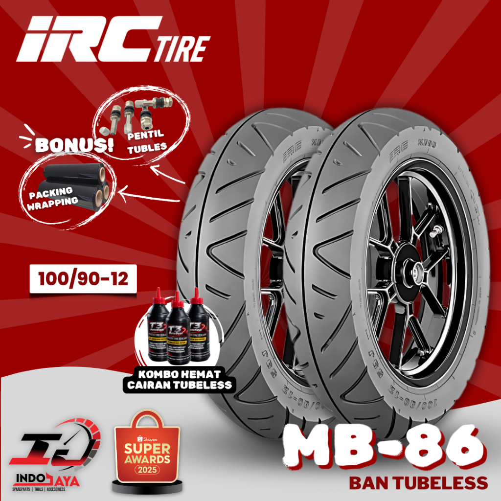 [READY COD] BAN LUAR TUBELESS IRC MB86 (100/90-12) BAN SCOOPY / FREEGO / BAN BELAKANG SCOOTER / MB 8