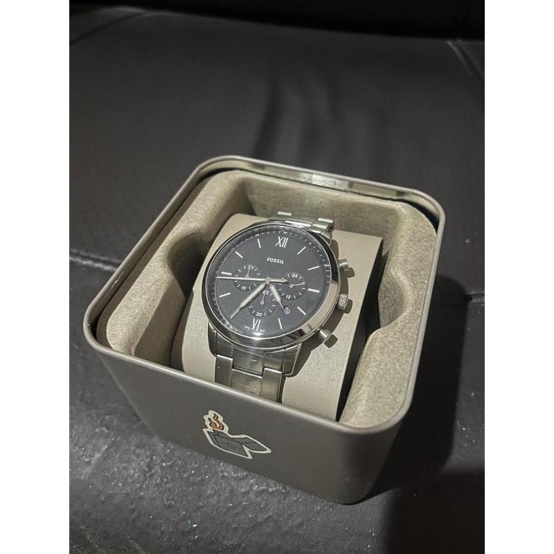 Jam Tangan Fossil Neutra FS5384 Chronograph Black Dial Stainless Steel Strap