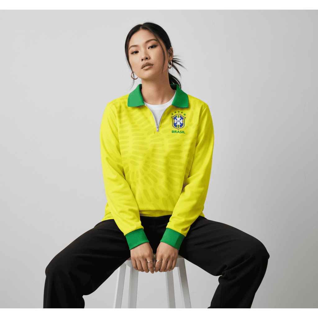 Jersey Bola Vintage Brazil 2004 Longsleeve Retro Resleting