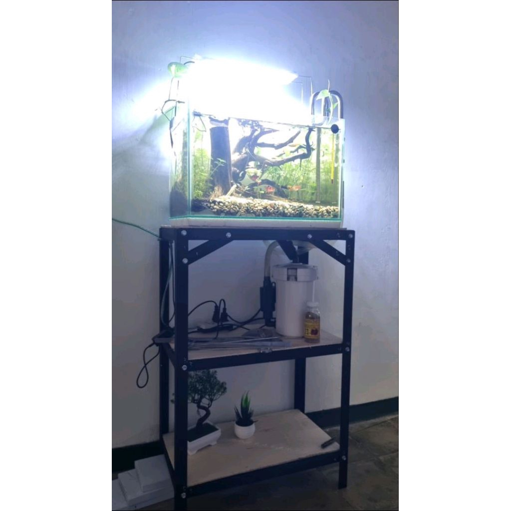 Rak aquarium P60cm L30cm T80cm 3 susun / 3 ambal, Rak serbaguna, rak besi bongkar pasang, rak custom