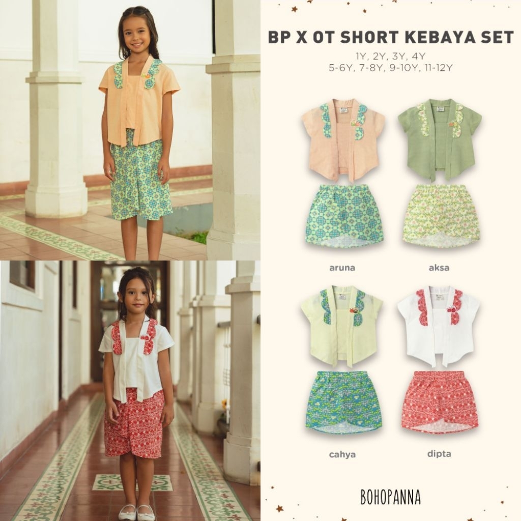 BOHOPANNA - SHORT KEBAYA SET BOHOPANNA - KEBAYA ANAK - KUTUBARU ANAK - DRESS ANAK - BATIK ANAK PEREM