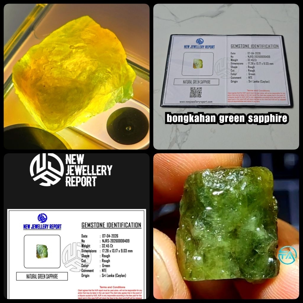 bongkahan GREEN SAPPHIRE CEYLON SRILANKA NTE