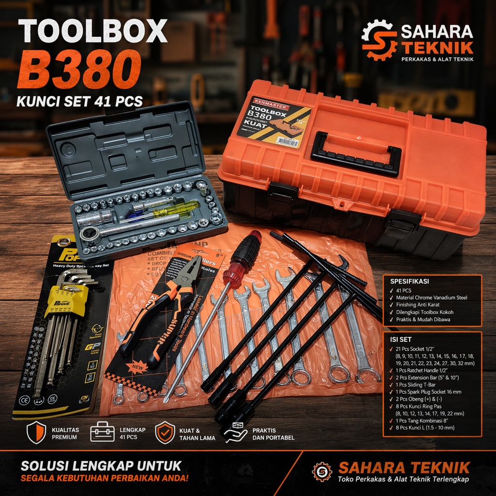 BIGSALE Paket Kunci Bengkel Motor Lengkap 1 Set / PERKAKAS BENGKEL / TERSEDIA JUGA MERK TEKIRO