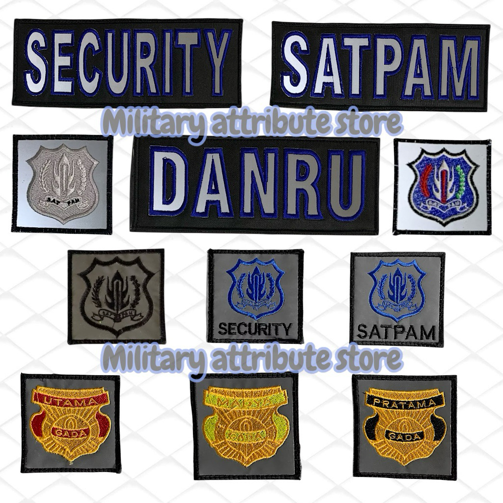 ATRIBUT BORDIR POLISI/Dishub/Satpam/Security/Senkom untuk jaket dan Rompi (FULL PEREKAT)