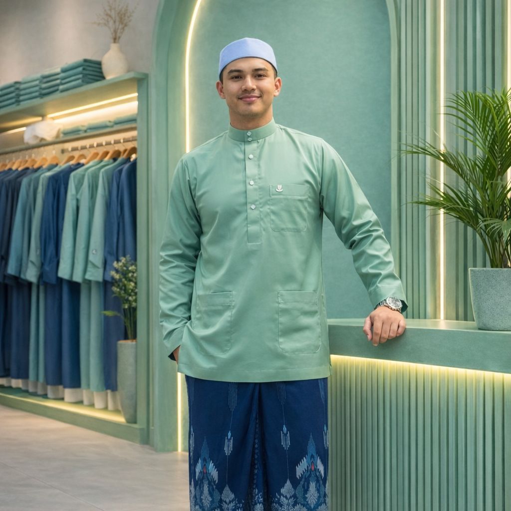 Koko abs melayu hijau koko abs kantong depan koko abs polos koko pria koko abs katun haromain premiu