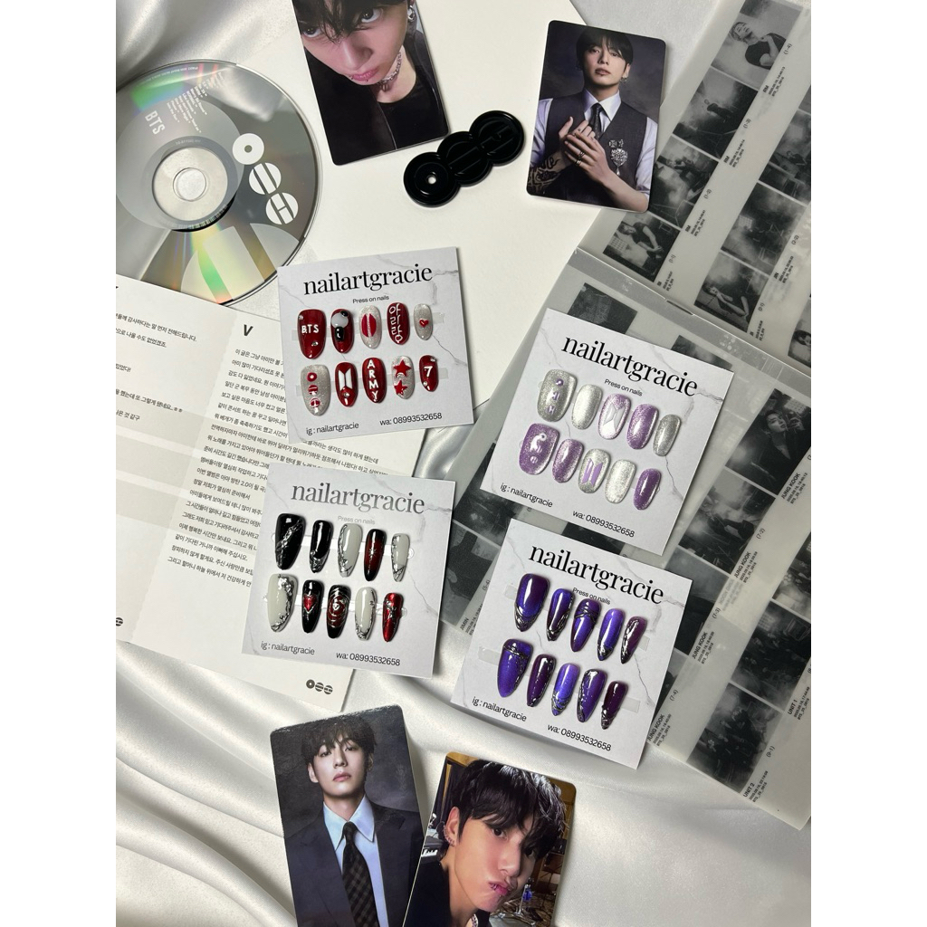 press on kuku palsu bts kpop custom nail art bts arirang