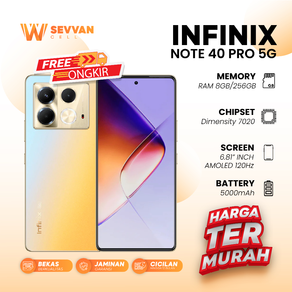 Handphone Infinix Note 40 Pro 5G Ram 8 256 GB
