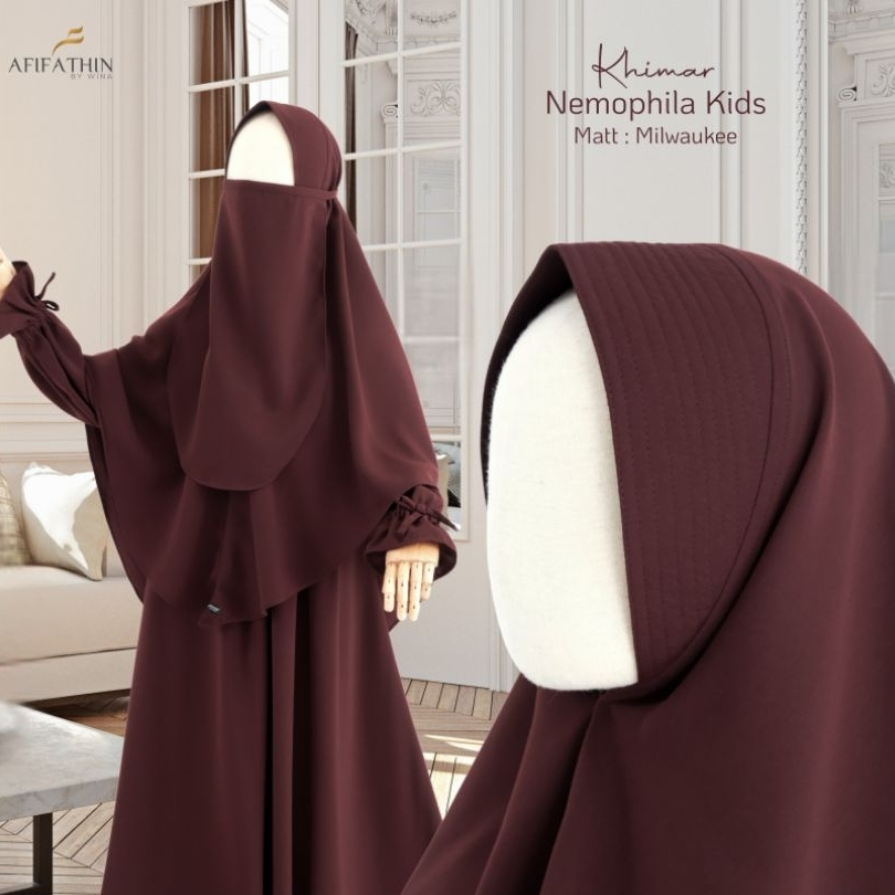 Afifathin ~ NEMOPHILA Kids Khimar Only Softpad French Khimar Bahan Milwaukee / Khimar Anak Syar'i Le